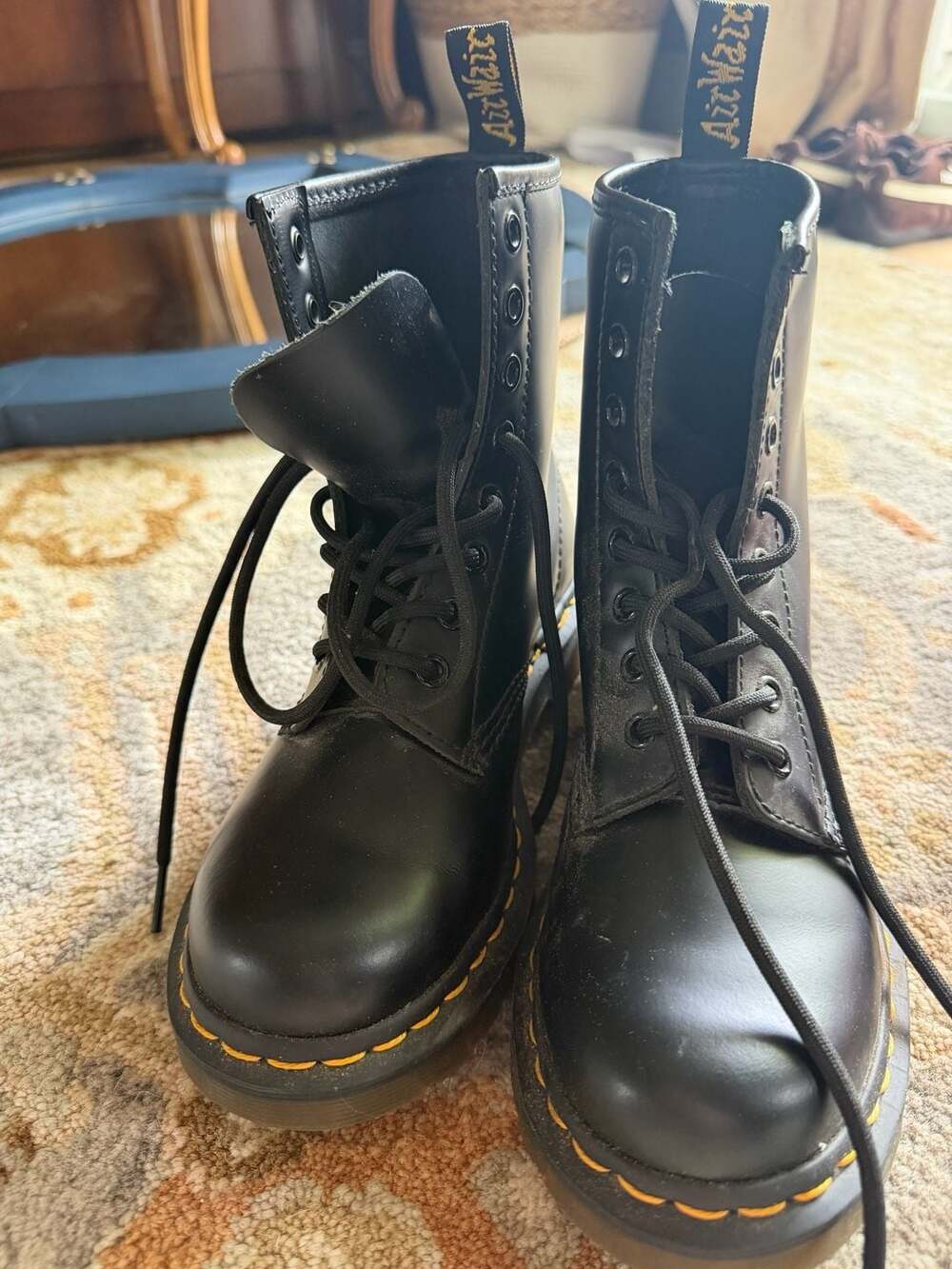 Dr. Martens 1460 W Smooth Leather Lace-Up Boots Black Size US 6